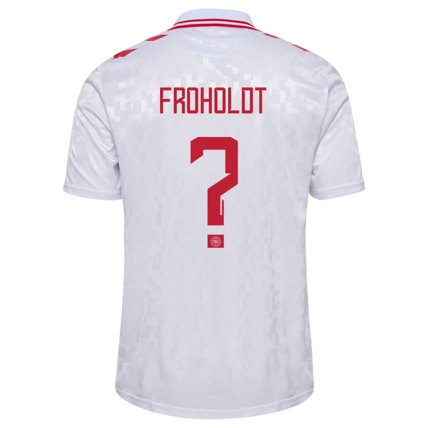 Dames Denemarken Victor Froholdt #0 Wit Uitshirt Uittenue 24-26 T-Shirt