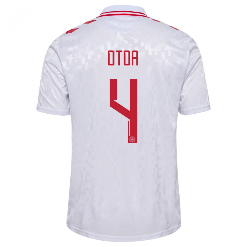 Dames Denemarken Sebastian Otoa #4 Wit Uitshirt Uittenue 24-26 T-Shirt