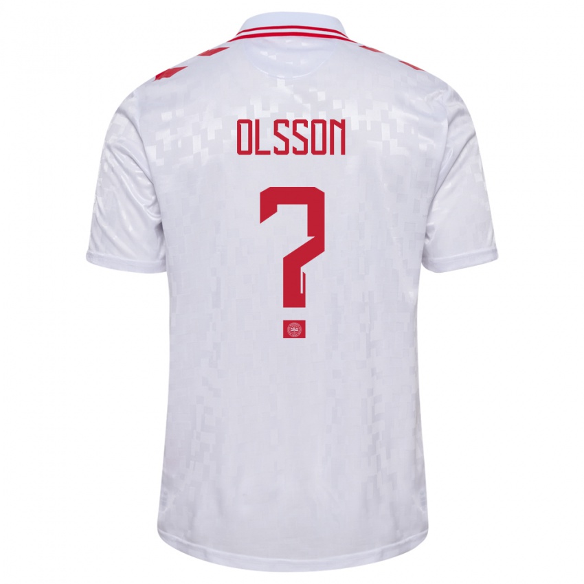 Dames Denemarken Cornelius Olsson #0 Wit Uitshirt Uittenue 24-26 T-Shirt