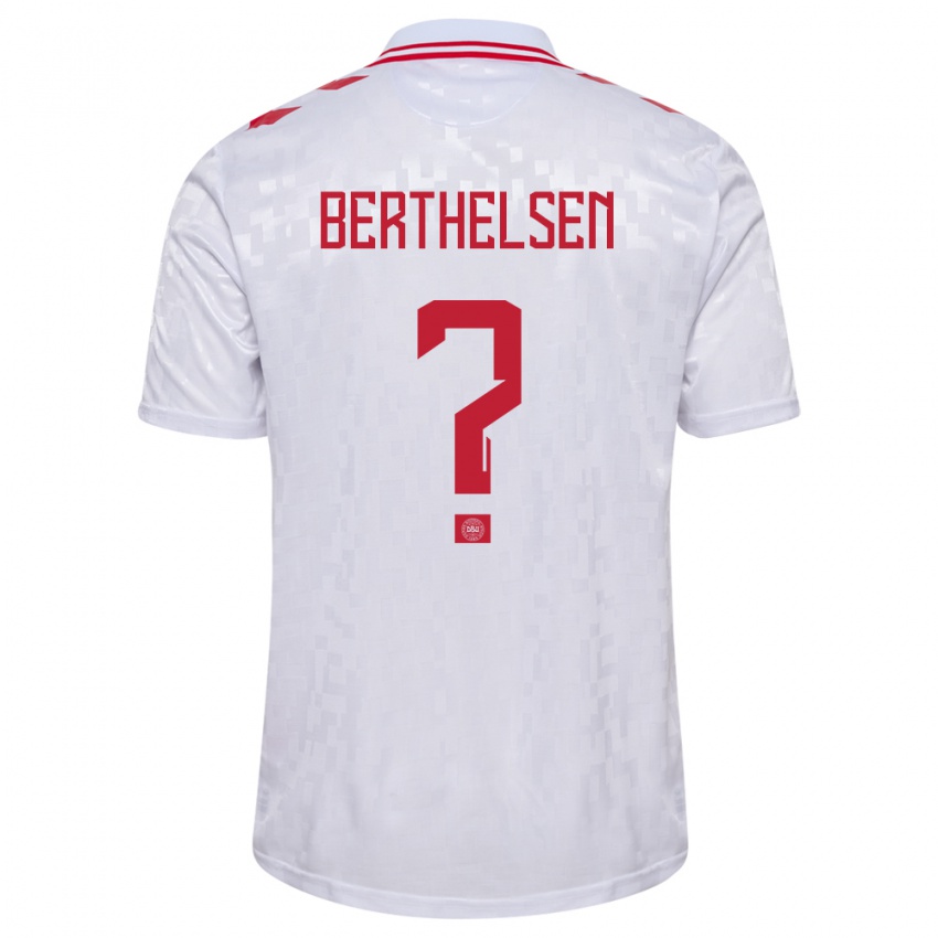 Dames Denemarken Villum Berthelsen #0 Wit Uitshirt Uittenue 24-26 T-Shirt