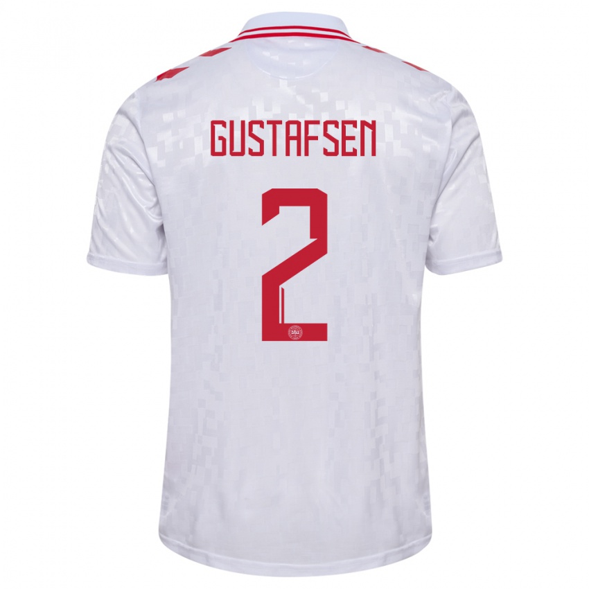 Dames Denemarken Victor Gustafsen #2 Wit Uitshirt Uittenue 24-26 T-Shirt