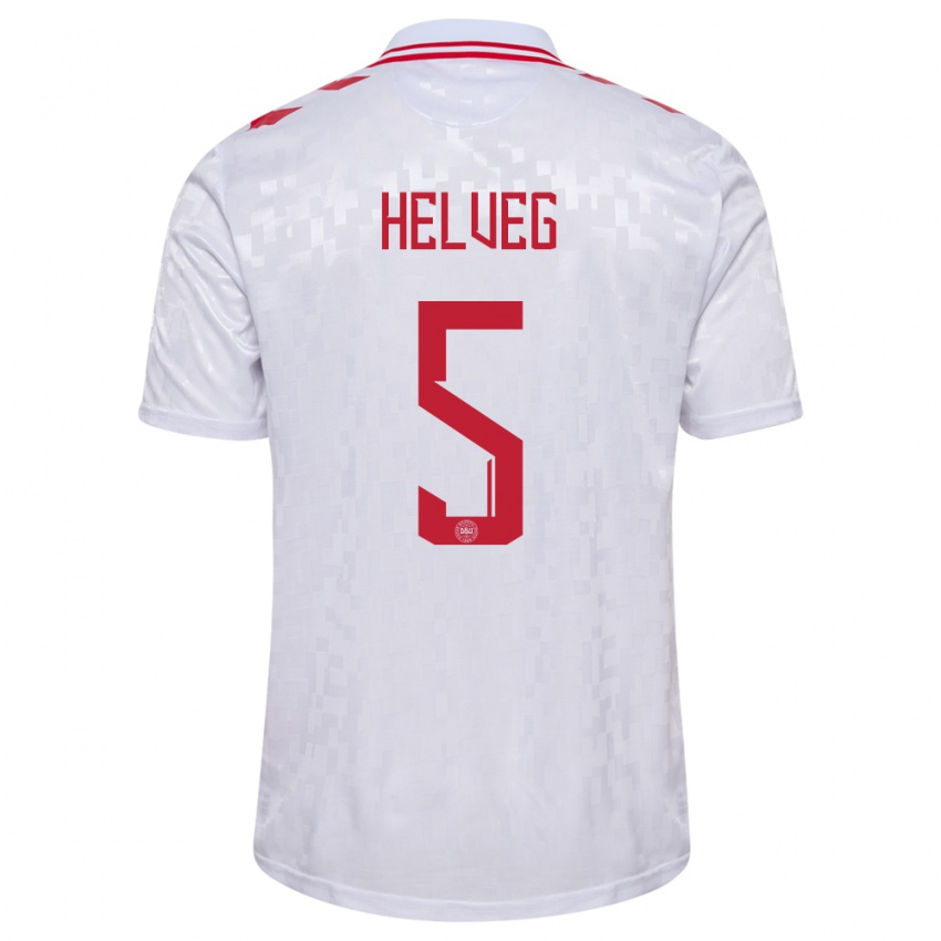Dames Denemarken Richard Helveg #5 Wit Uitshirt Uittenue 24-26 T-Shirt