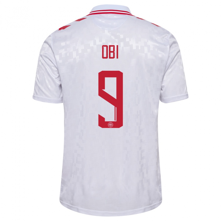 Dames Denemarken Chido Obi #9 Wit Uitshirt Uittenue 24-26 T-Shirt