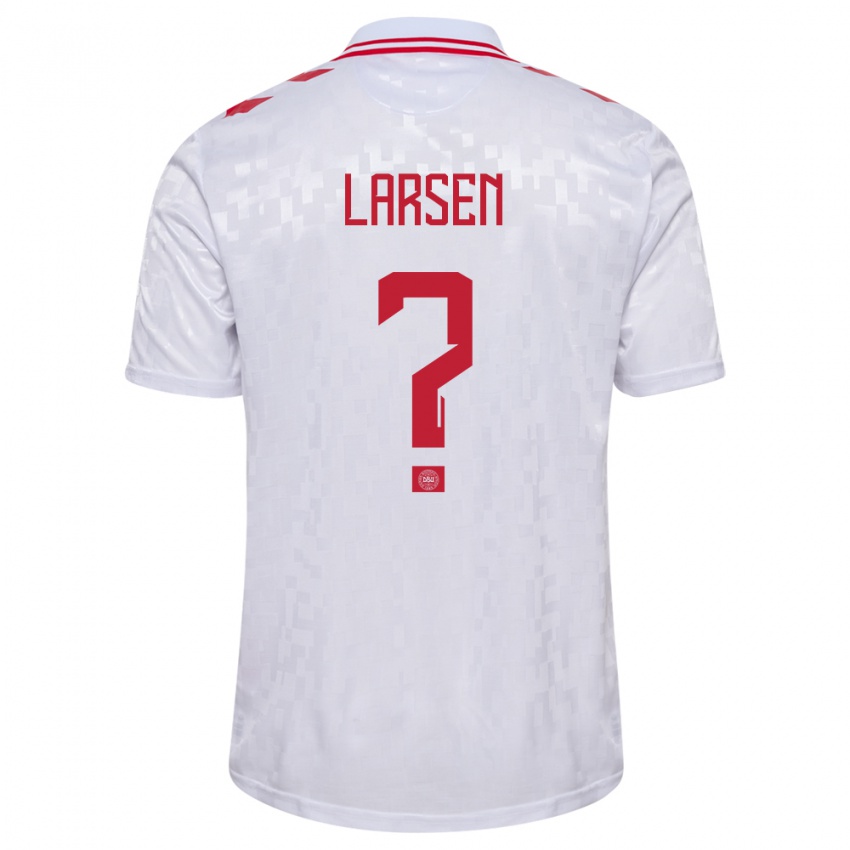 Dames Denemarken Sander Larsen #0 Wit Uitshirt Uittenue 24-26 T-Shirt