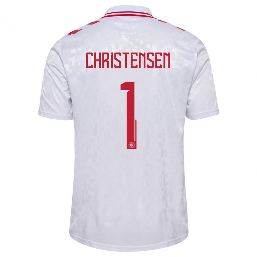 Dames Denemarken Lene Christensen #1 Wit Uitshirt Uittenue 24-26 T-Shirt