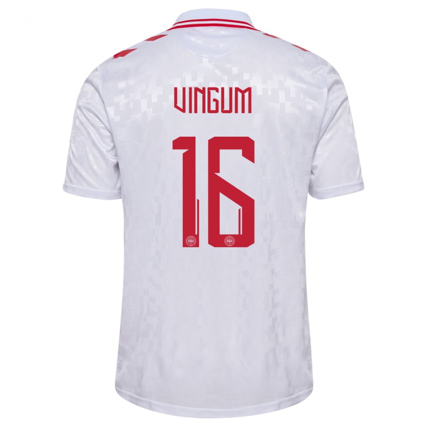 Dames Denemarken Alberte Vingum #16 Wit Uitshirt Uittenue 24-26 T-Shirt