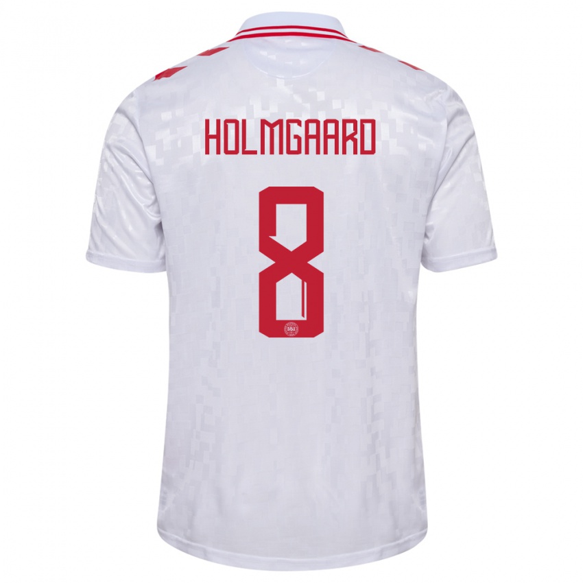 Dames Denemarken Sara Holmgaard #8 Wit Uitshirt Uittenue 24-26 T-Shirt