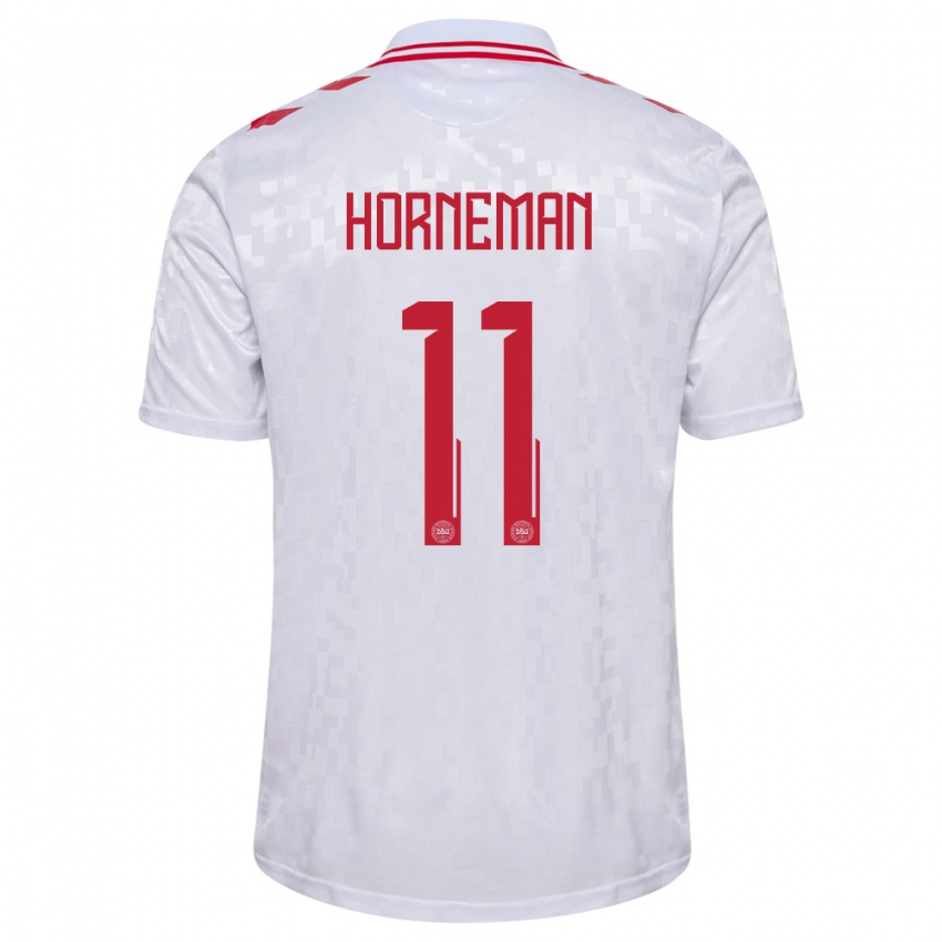 Dames Denemarken Charly Horneman #11 Wit Uitshirt Uittenue 24-26 T-Shirt