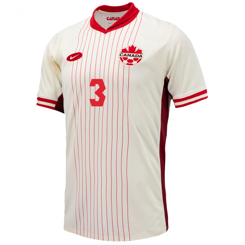 Dames Canada Samuel Adekugbe #3 Wit Uitshirt Uittenue 24-26 T-Shirt