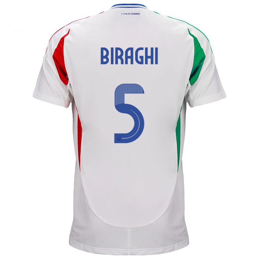 Dames Italië Cristiano Biraghi #5 Wit Uitshirt Uittenue 24-26 T-Shirt