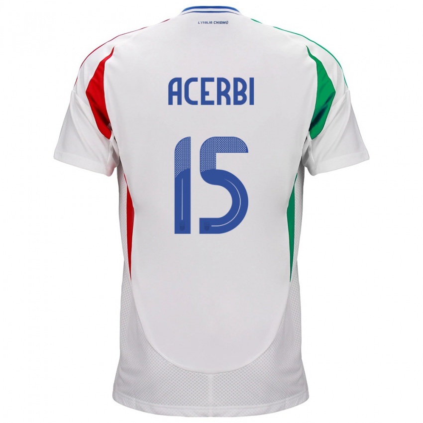 Dames Italië Francesco Acerbi #15 Wit Uitshirt Uittenue 24-26 T-Shirt