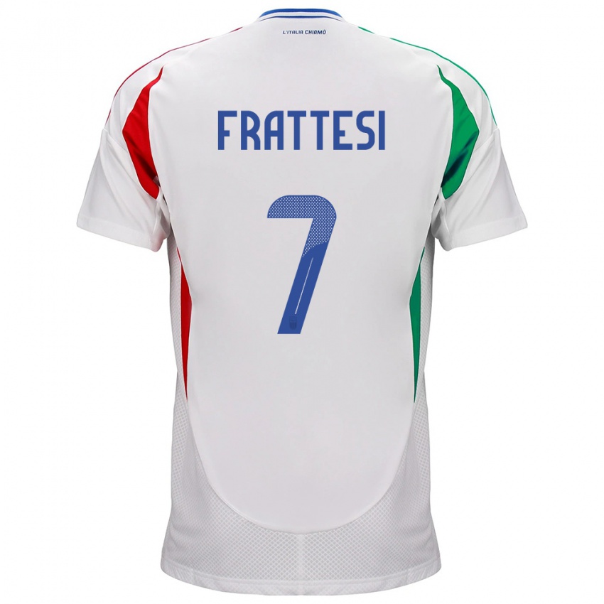 Dames Italië Davide Frattesi #7 Wit Uitshirt Uittenue 24-26 T-Shirt