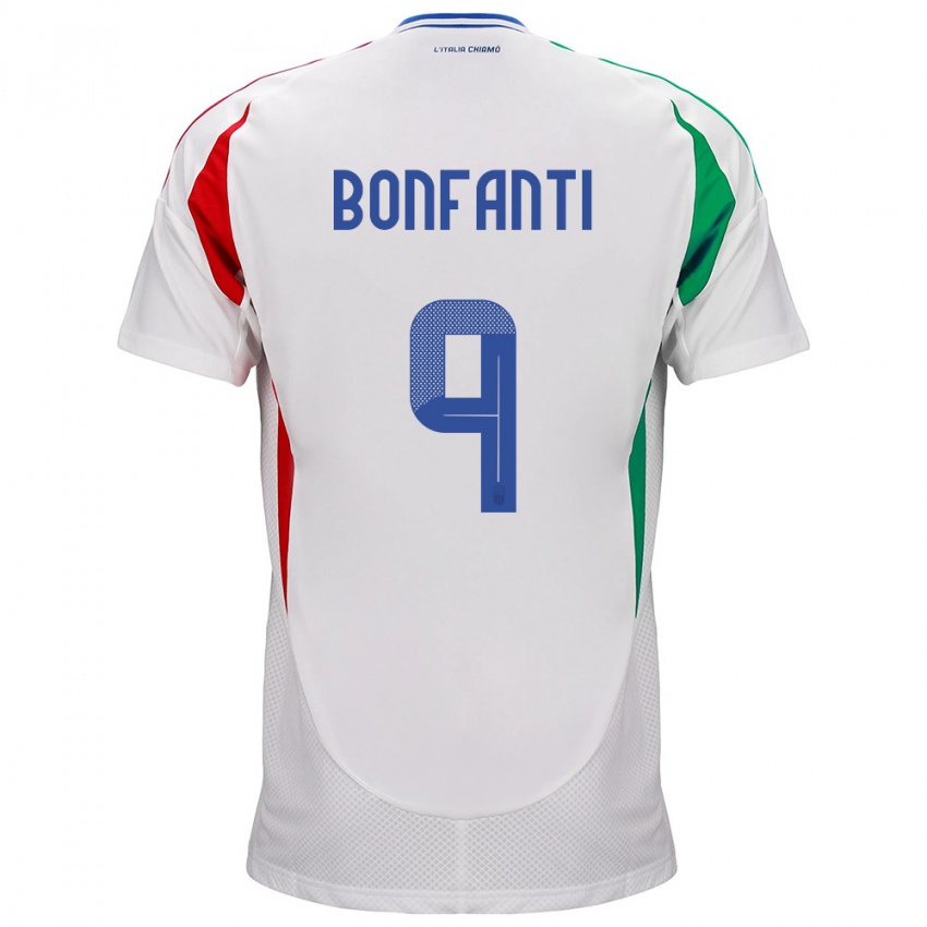 Dames Italië Nicholas Bonfanti #9 Wit Uitshirt Uittenue 24-26 T-Shirt