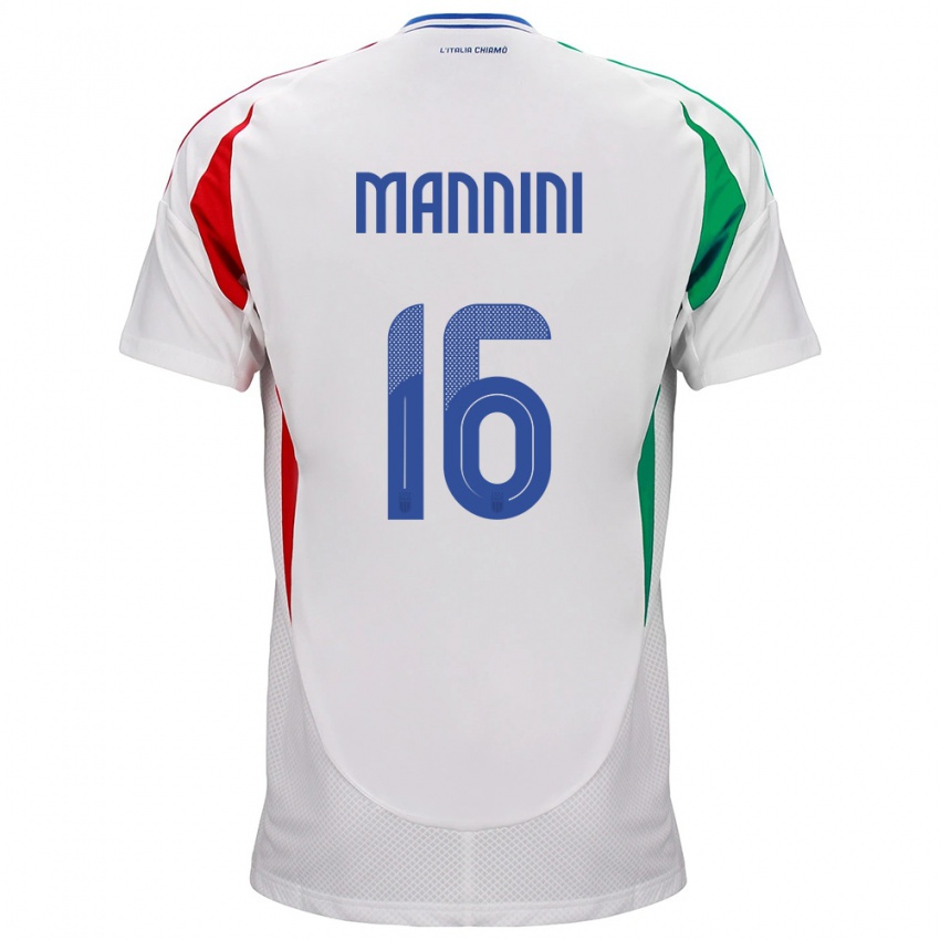 Dames Italië Mattia Mannini #16 Wit Uitshirt Uittenue 24-26 T-Shirt