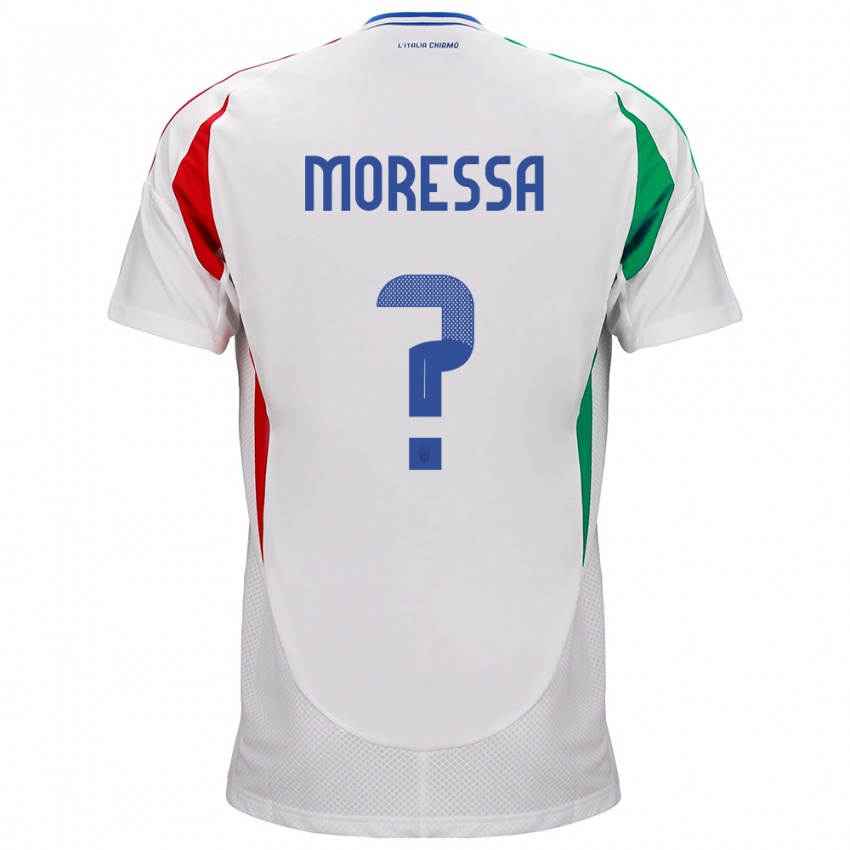 Dames Italië Kevin Moressa #0 Wit Uitshirt Uittenue 24-26 T-Shirt