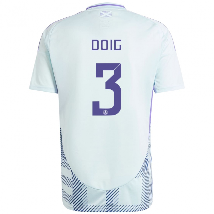 Dames Schotland Josh Doig #3 Licht Mintblauw Uitshirt Uittenue 24-26 T-Shirt