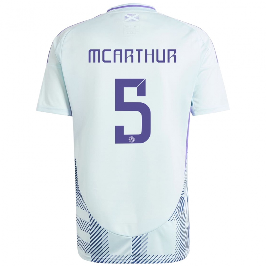 Dames Schotland Charlie Mcarthur #5 Licht Mintblauw Uitshirt Uittenue 24-26 T-Shirt