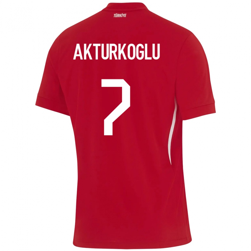 Dames Turkije Kerem Aktürkoğlu #7 Rood Uitshirt Uittenue 24-26 T-Shirt