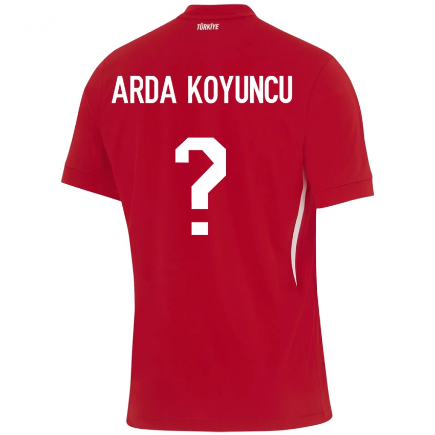 Dames Turkije Efe Arda Koyuncu #0 Rood Uitshirt Uittenue 24-26 T-Shirt