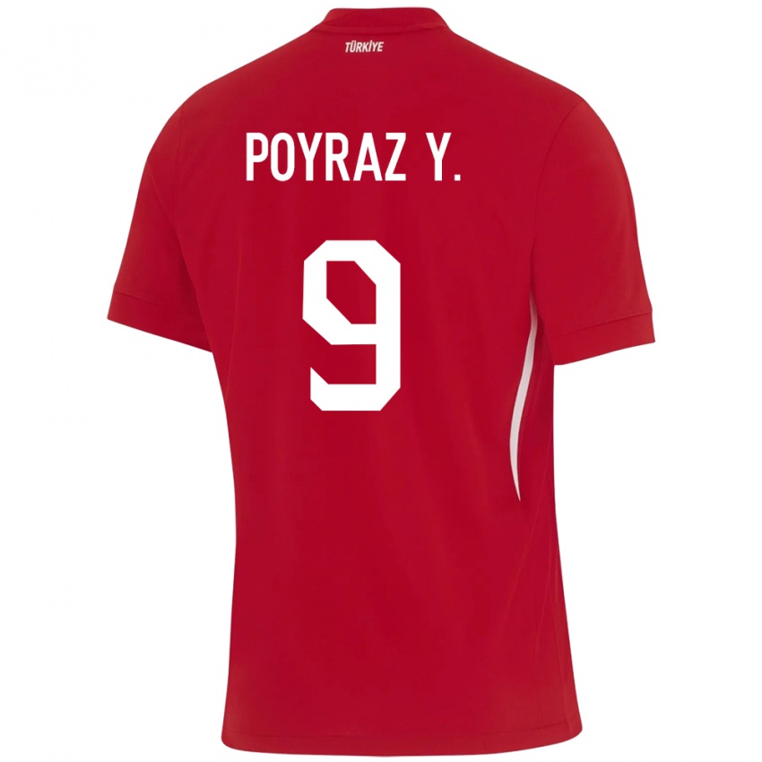 Dames Turkije Poyraz Yıldırım #9 Rood Uitshirt Uittenue 24-26 T-Shirt