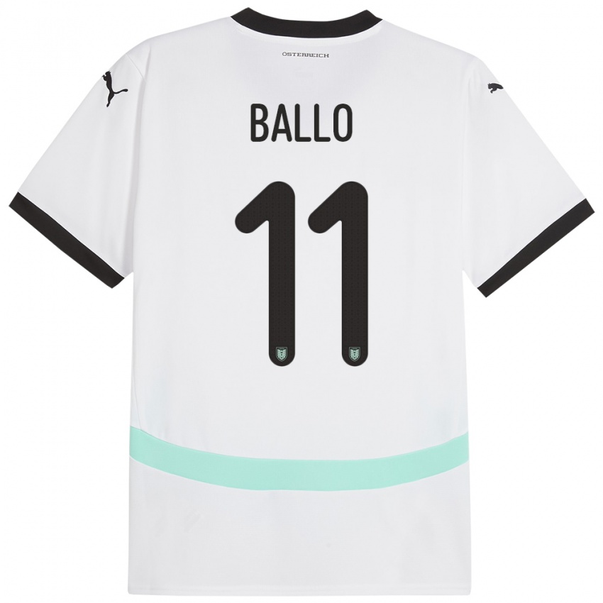 Dames Oostenrijk Thierno Ballo #11 Wit Uitshirt Uittenue 24-26 T-Shirt