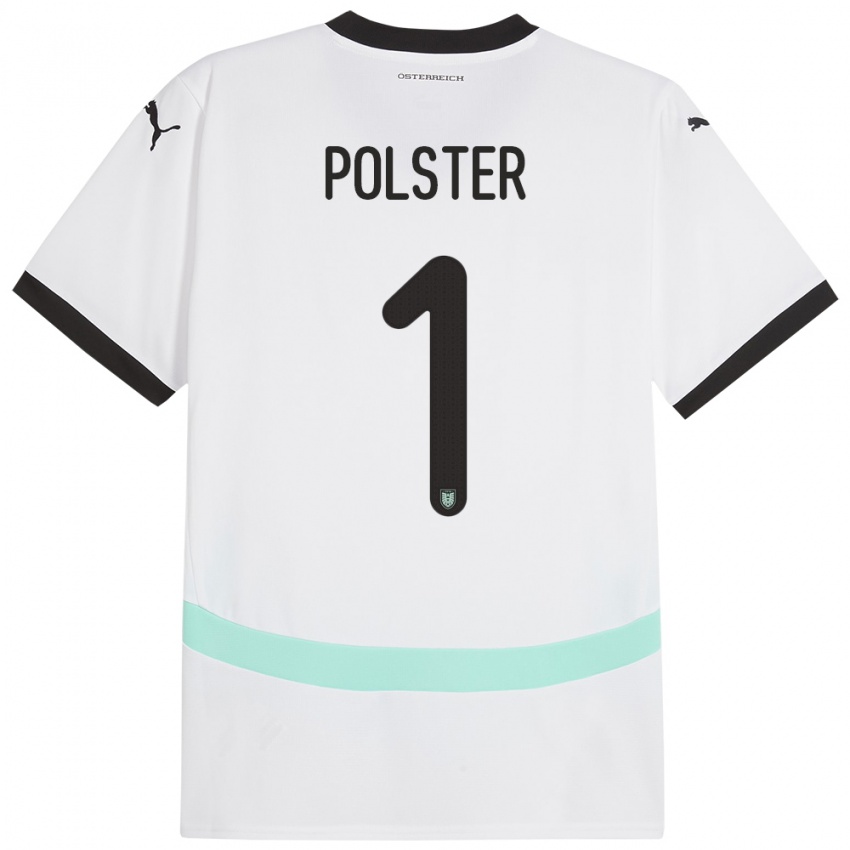 Dames Oostenrijk Nikolas Polster #1 Wit Uitshirt Uittenue 24-26 T-Shirt
