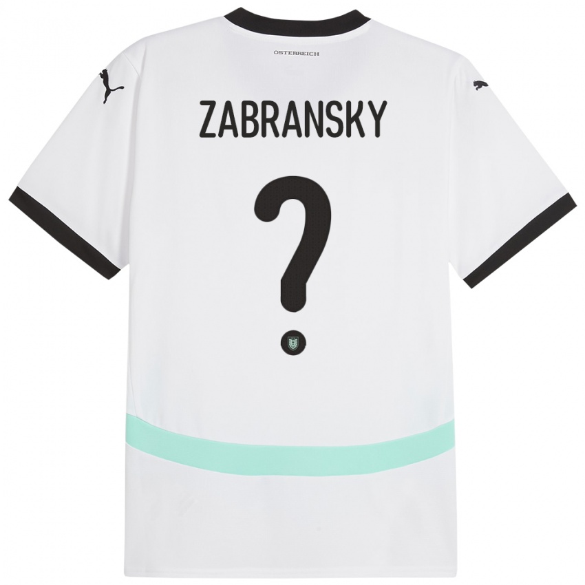 Dames Oostenrijk Valentin Zabransky #0 Wit Uitshirt Uittenue 24-26 T-Shirt