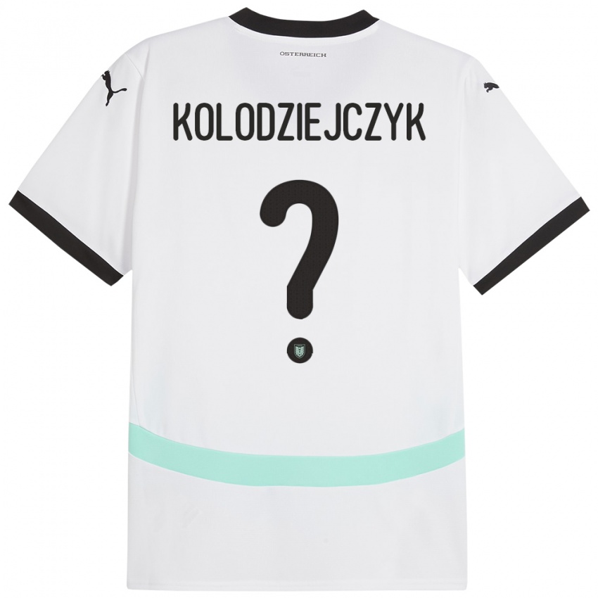 Dames Oostenrijk Marek Kolodziejczyk #0 Wit Uitshirt Uittenue 24-26 T-Shirt