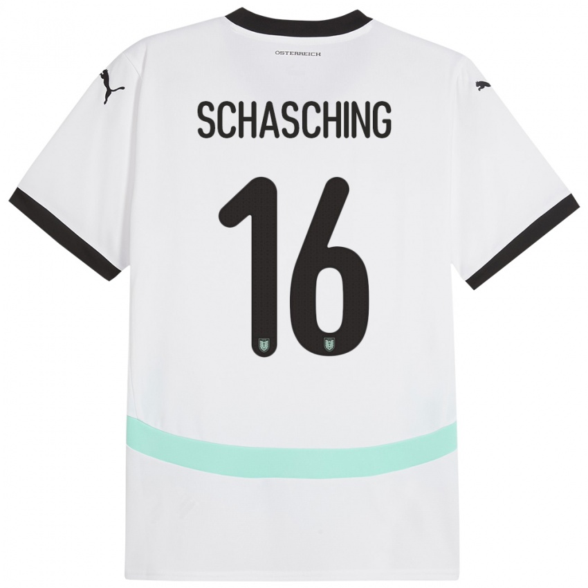 Dames Oostenrijk Annabel Schasching #16 Wit Uitshirt Uittenue 24-26 T-Shirt