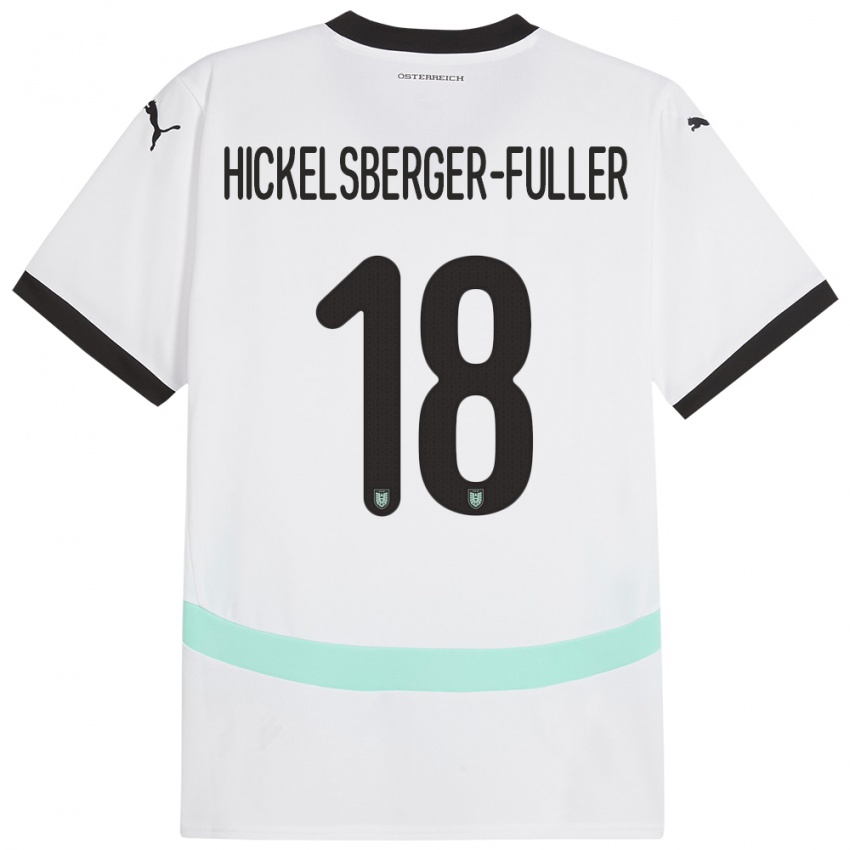 Dames Oostenrijk Julia Hickelsberger-Füller #18 Wit Uitshirt Uittenue 24-26 T-Shirt