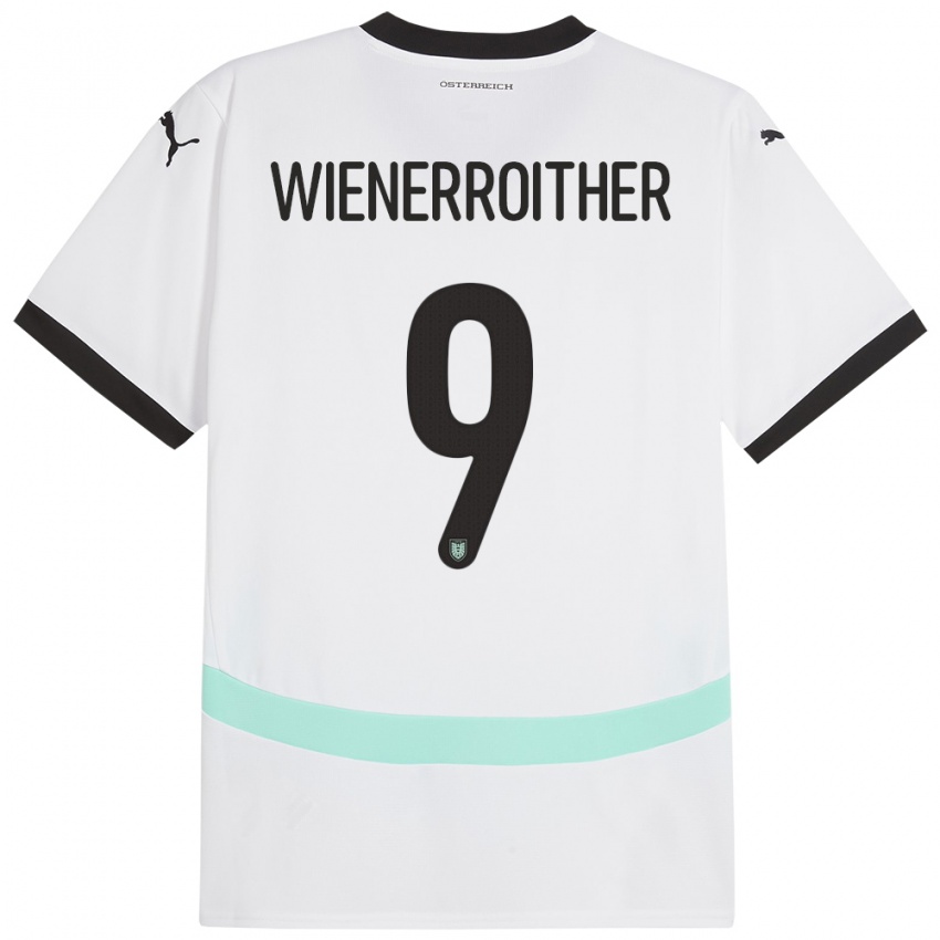 Dames Oostenrijk Katja Wienerroither #9 Wit Uitshirt Uittenue 24-26 T-Shirt