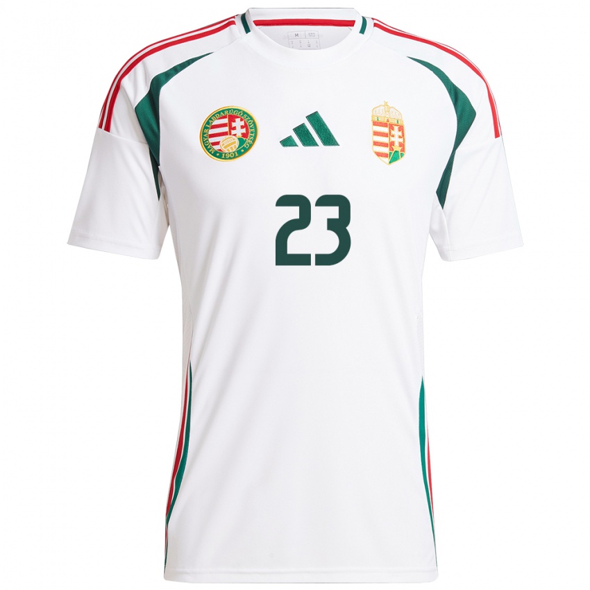 Dames Hongarije Luca Papp #23 Wit Uitshirt Uittenue 24-26 T-Shirt