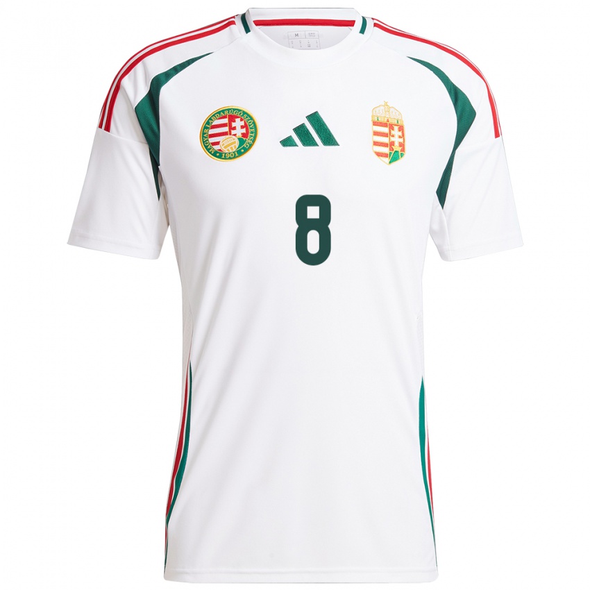 Dames Hongarije Viktória Szabó #8 Wit Uitshirt Uittenue 24-26 T-Shirt