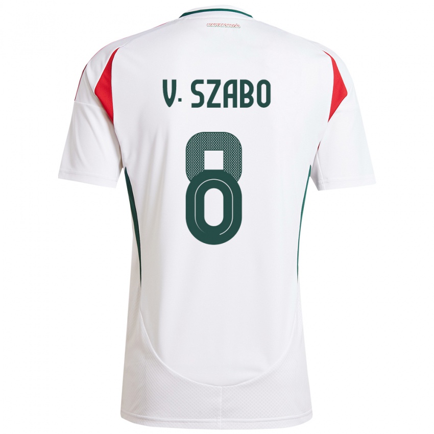 Dames Hongarije Viktória Szabó #8 Wit Uitshirt Uittenue 24-26 T-Shirt