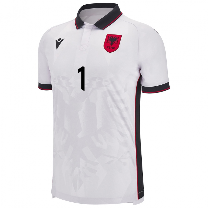 Dames Albanië Alain Taho #1 Wit Uitshirt Uittenue 24-26 T-Shirt