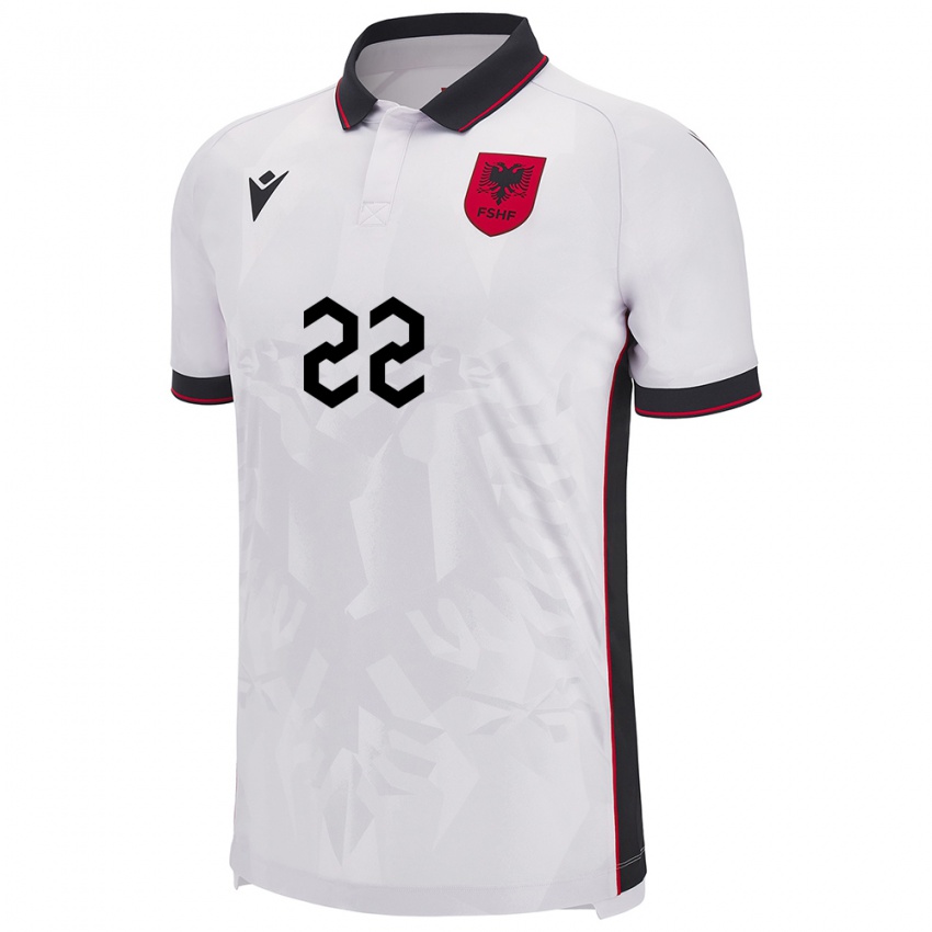 Dames Albanië Mikaela Metalla #22 Wit Uitshirt Uittenue 24-26 T-Shirt