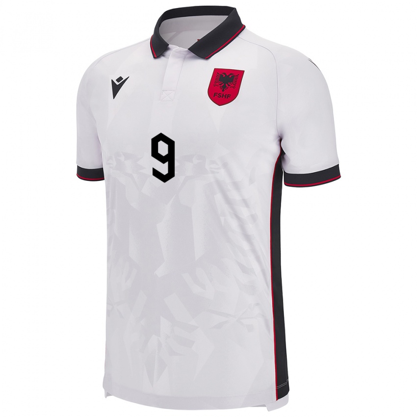 Dames Albanië Fortesa Berisha #9 Wit Uitshirt Uittenue 24-26 T-Shirt