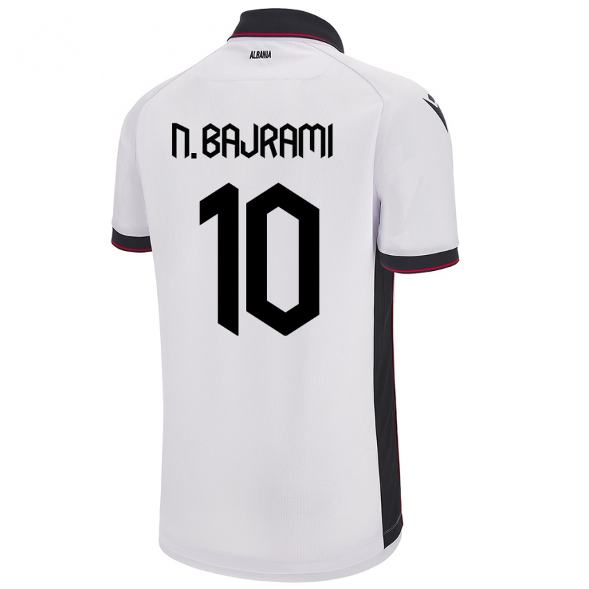 Dames Albanië Nedim Bajrami #10 Wit Uitshirt Uittenue 24-26 T-Shirt