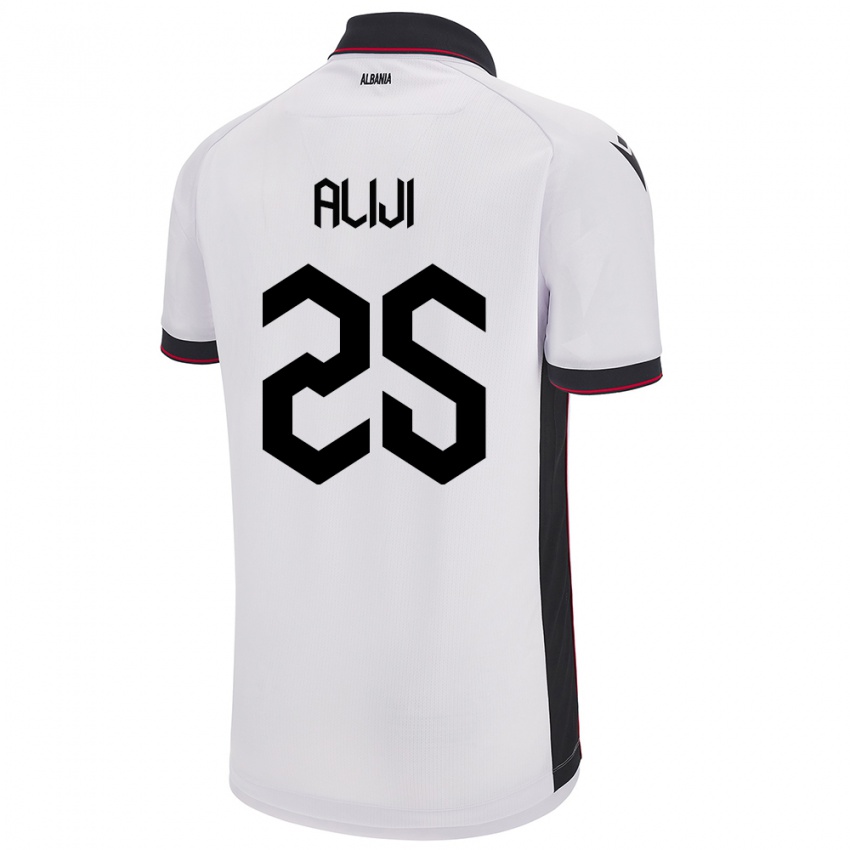 Dames Albanië Naser Aliji #25 Wit Uitshirt Uittenue 24-26 T-Shirt