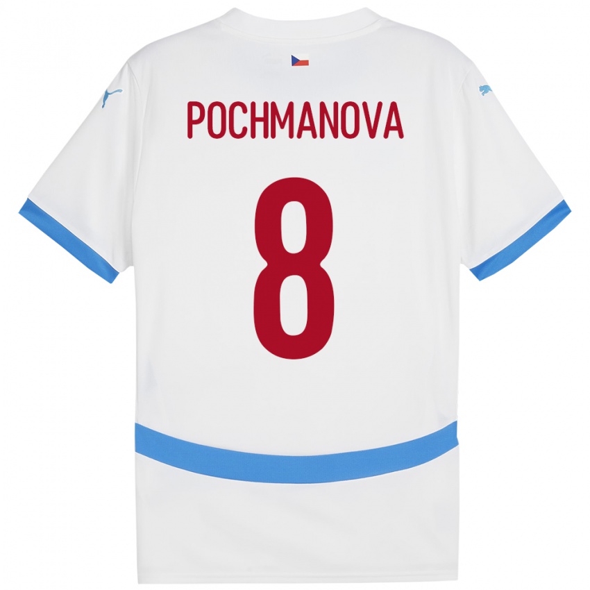 Dames Tsjechië Aneta Pochmanová #8 Wit Uitshirt Uittenue 24-26 T-Shirt