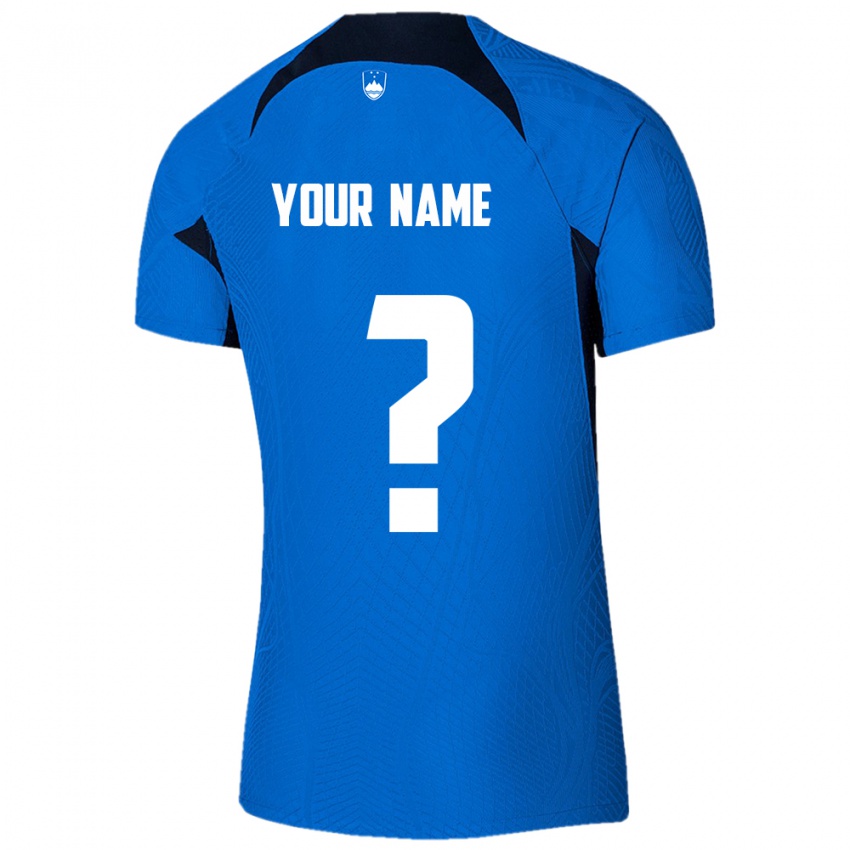 Dames Slovenië Uw Naam #0 Blauw Uitshirt Uittenue 24-26 T-Shirt