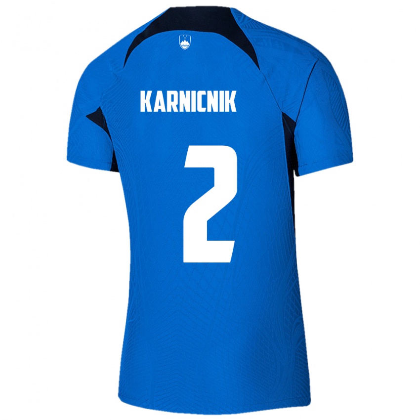 Dames Slovenië Zan Karnicnik #2 Blauw Uitshirt Uittenue 24-26 T-Shirt