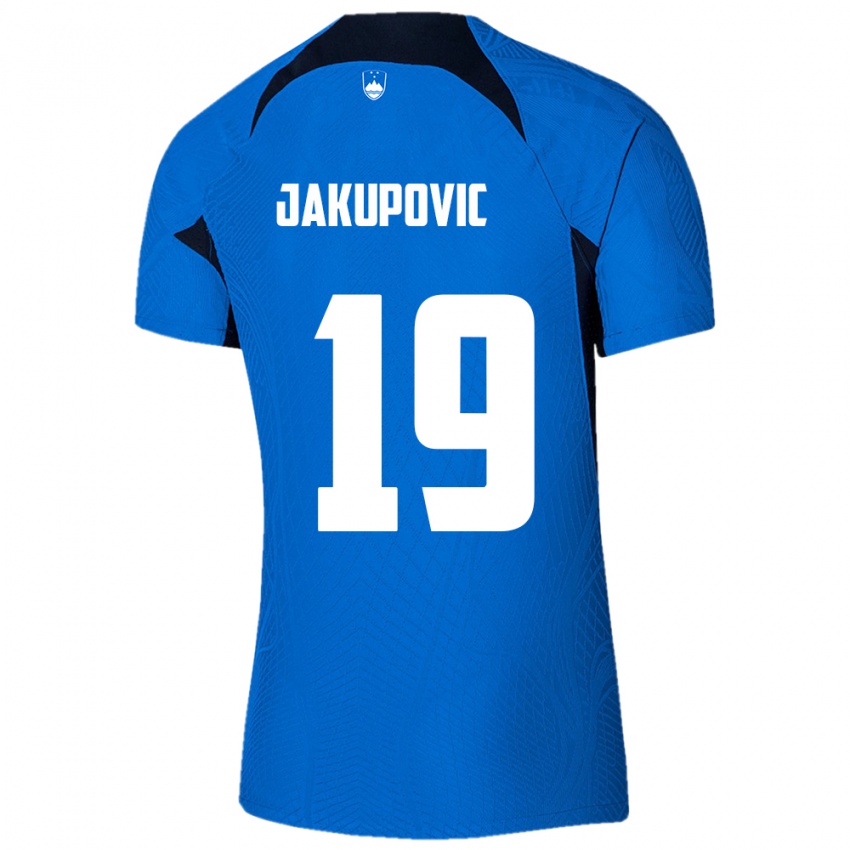 Dames Slovenië Aldin Jakupovic #19 Blauw Uitshirt Uittenue 24-26 T-Shirt