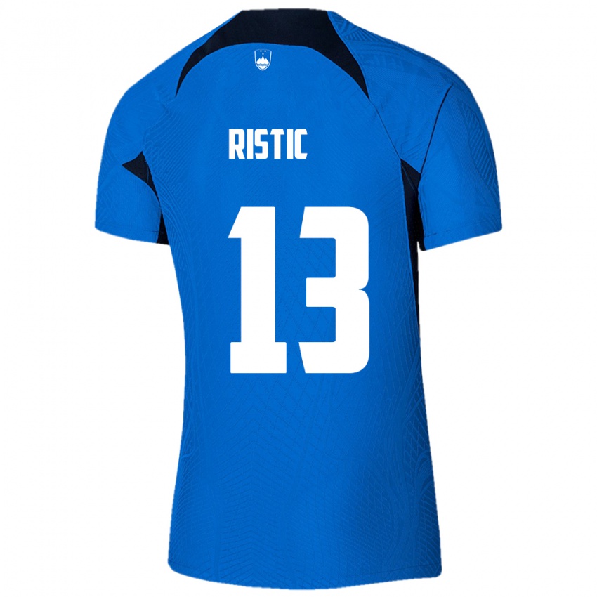 Dames Slovenië Aleks Ristic #13 Blauw Uitshirt Uittenue 24-26 T-Shirt