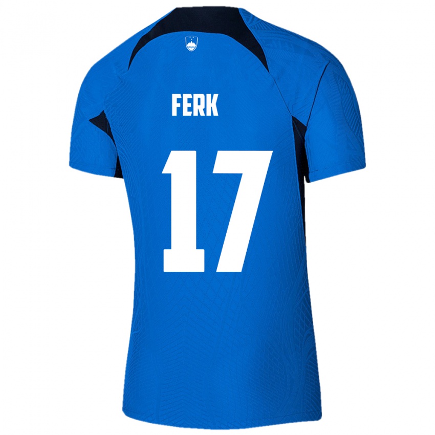 Dames Slovenië Matic Ferk #17 Blauw Uitshirt Uittenue 24-26 T-Shirt