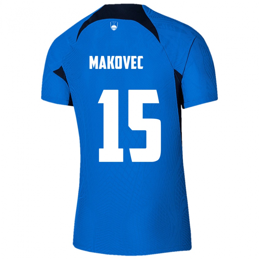 Dames Slovenië Sara Makovec #15 Blauw Uitshirt Uittenue 24-26 T-Shirt