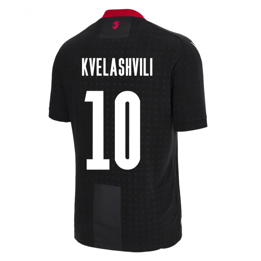 Dames Georgia Nikoloz Kvelashvili #10 Zwart Uitshirt Uittenue 24-26 T-Shirt
