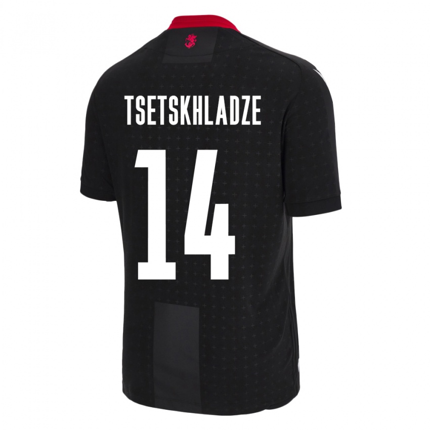 Dames Georgia Nikoloz Tsetskhladze #14 Zwart Uitshirt Uittenue 24-26 T-Shirt