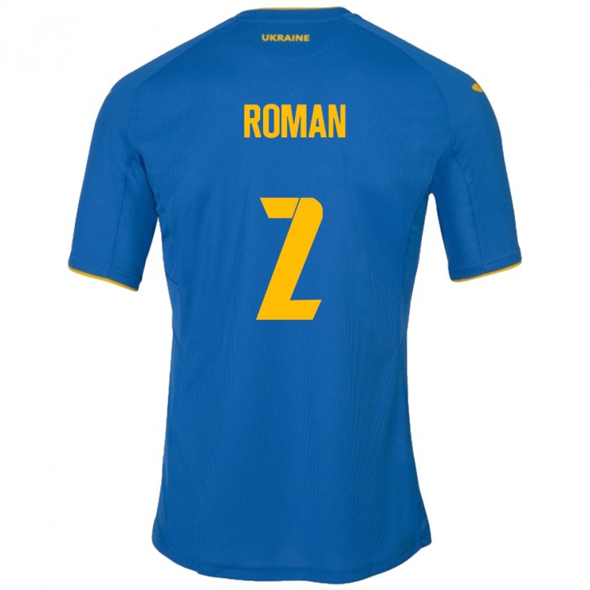 Dames Oekraïne Vitaliy Roman #2 Blauw Uitshirt Uittenue 24-26 T-Shirt