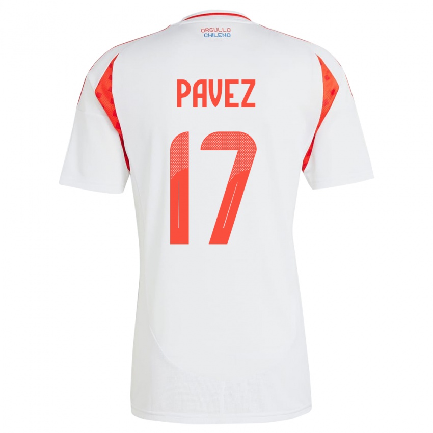 Dames Chili Esteban Pavez #17 Wit Uitshirt Uittenue 24-26 T-Shirt